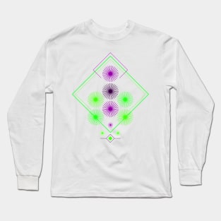 Flower Pattern abstract geometric green Long Sleeve T-Shirt